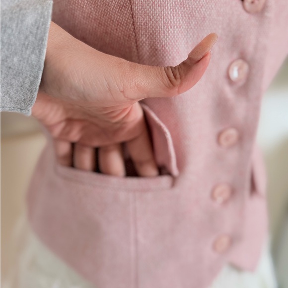 Together Blush Pink Tailored Vest Size 4 Wool Blend Button Front Coquette Chic - Picture 4 of 7